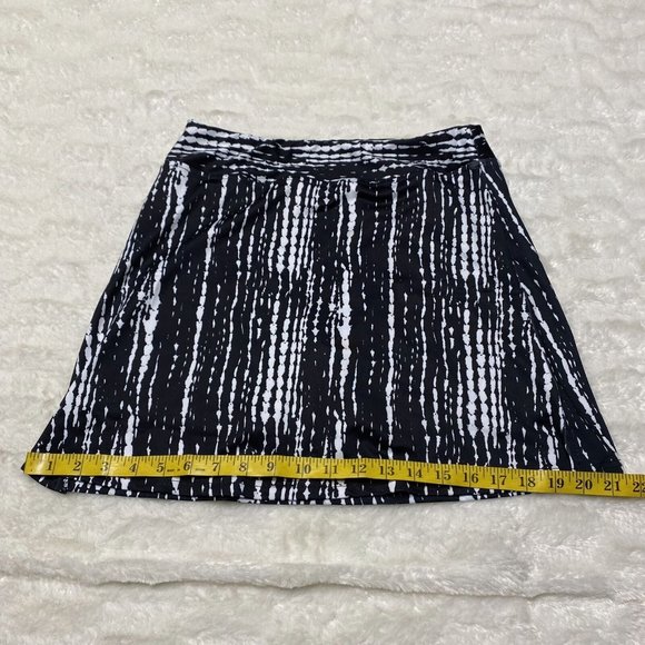 Women's A-Line Skirt Small Black Linear Linde Polyester Stretch Short Length - Picture 10 of 12